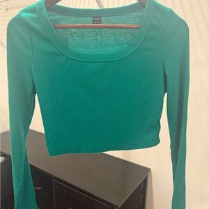 SHEIN Teal Long Sleeve Crop Top